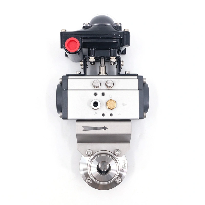 Sanitary Pneumatic Butterfly Valve with Limit Switch Box